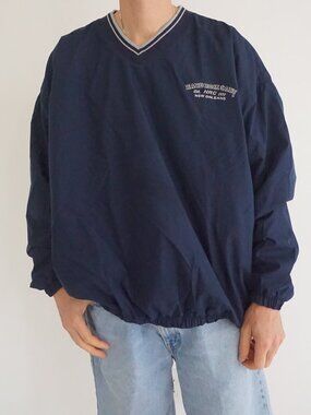 Vintage Hard Rock Cafe Navy Blue New Orleans Embroidered Athletic Windbreaker XL